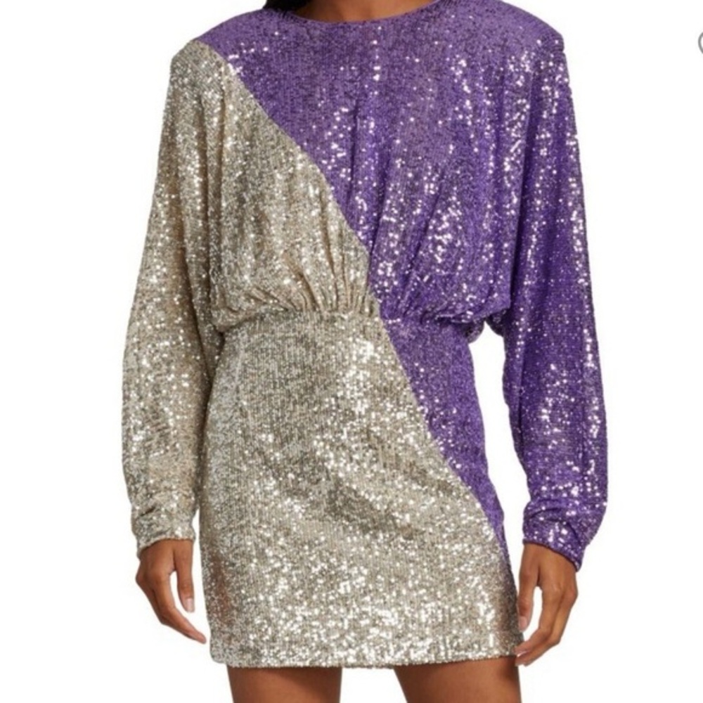 ROTATE Mini Dress  Birger Christensen Sequin Colorblock Size 2 EUC • Sparkle •